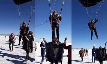 Artist Tomás Saraceno with Aerocene pilot Leticia Noemi Marqués