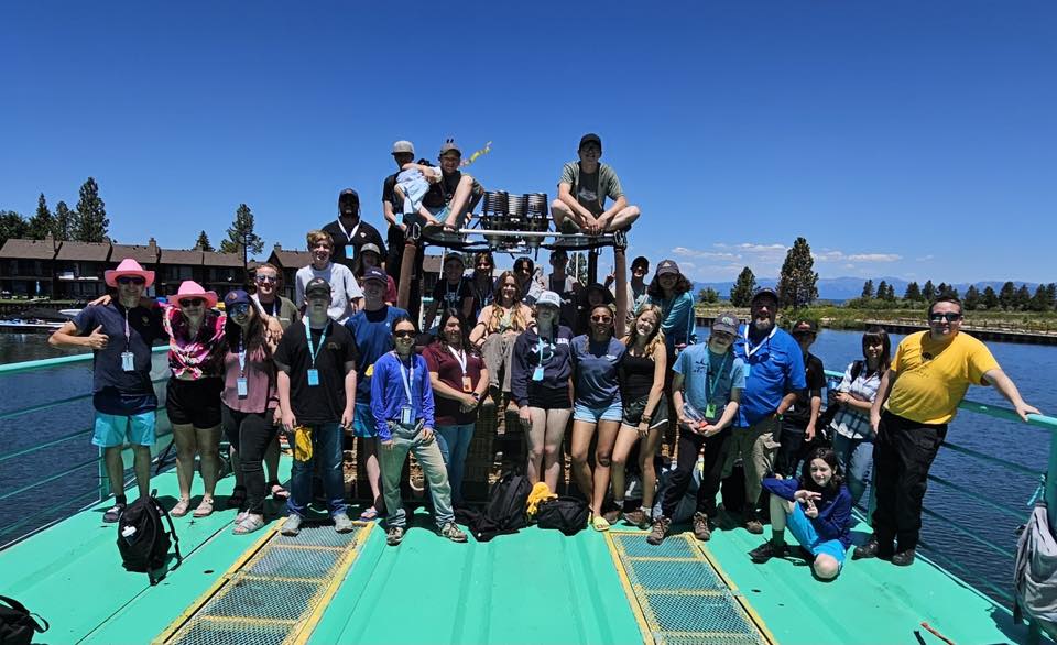 Group of young people and volunteers on a hot air balloon camp 2025